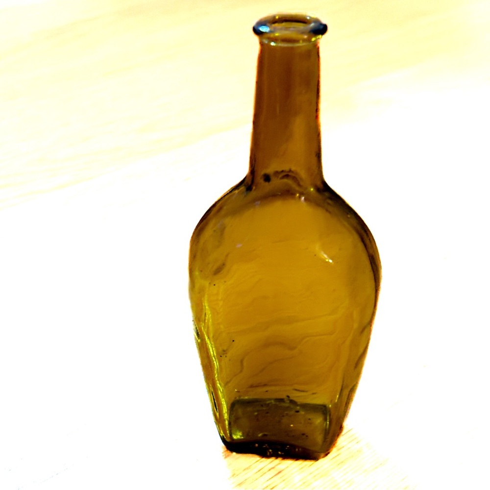 Japan Amber Glass Bud Vase 6" – Long Neck Bottle Mid Century Decor